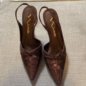 Nina Brown Slingback Heels